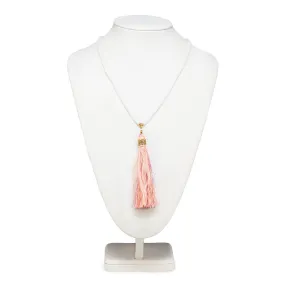 Long Necklace with Tassel - Pink