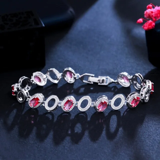 Luxury Jewelry Oval Crystal Bangle Bracelet for a Friend with Yellow Zircon in Silver Color