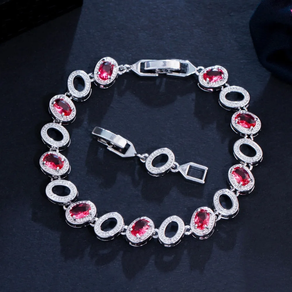 Luxury Jewelry Oval Crystal Bangle Bracelet for a Friend with Yellow Zircon in Silver Color