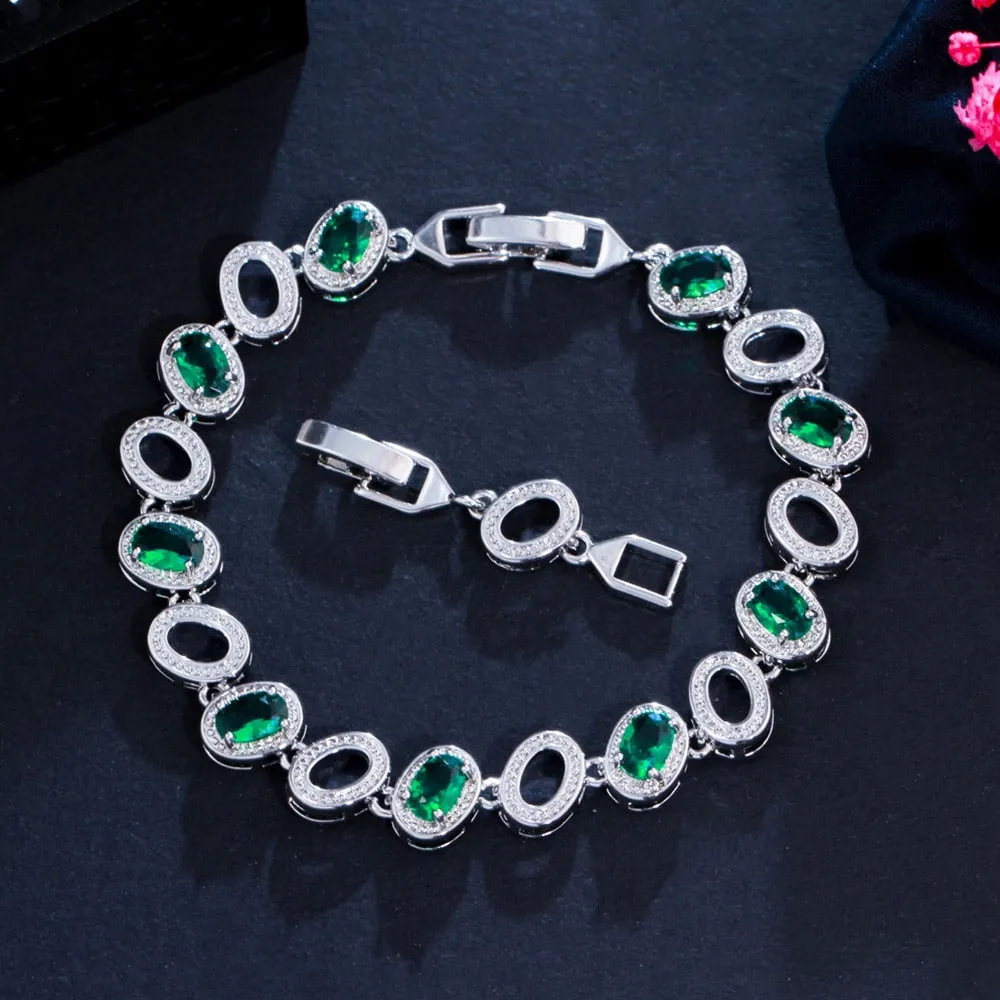 Luxury Jewelry Oval Crystal Bangle Bracelet for a Friend with Yellow Zircon in Silver Color