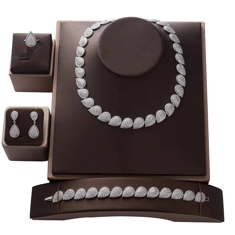 Luxury Wedding Jewelry Set  with AAAA  High Quality Cubic Zirconia Diamonds