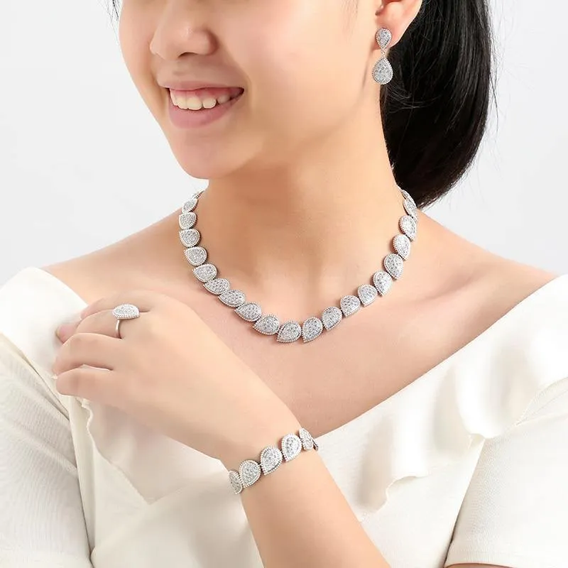 Luxury Wedding Jewelry Set  with AAAA  High Quality Cubic Zirconia Diamonds
