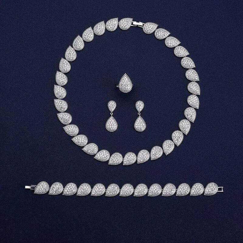 Luxury Wedding Jewelry Set  with AAAA  High Quality Cubic Zirconia Diamonds
