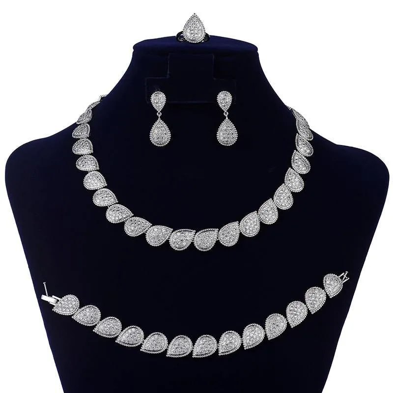 Luxury Wedding Jewelry Set  with AAAA  High Quality Cubic Zirconia Diamonds