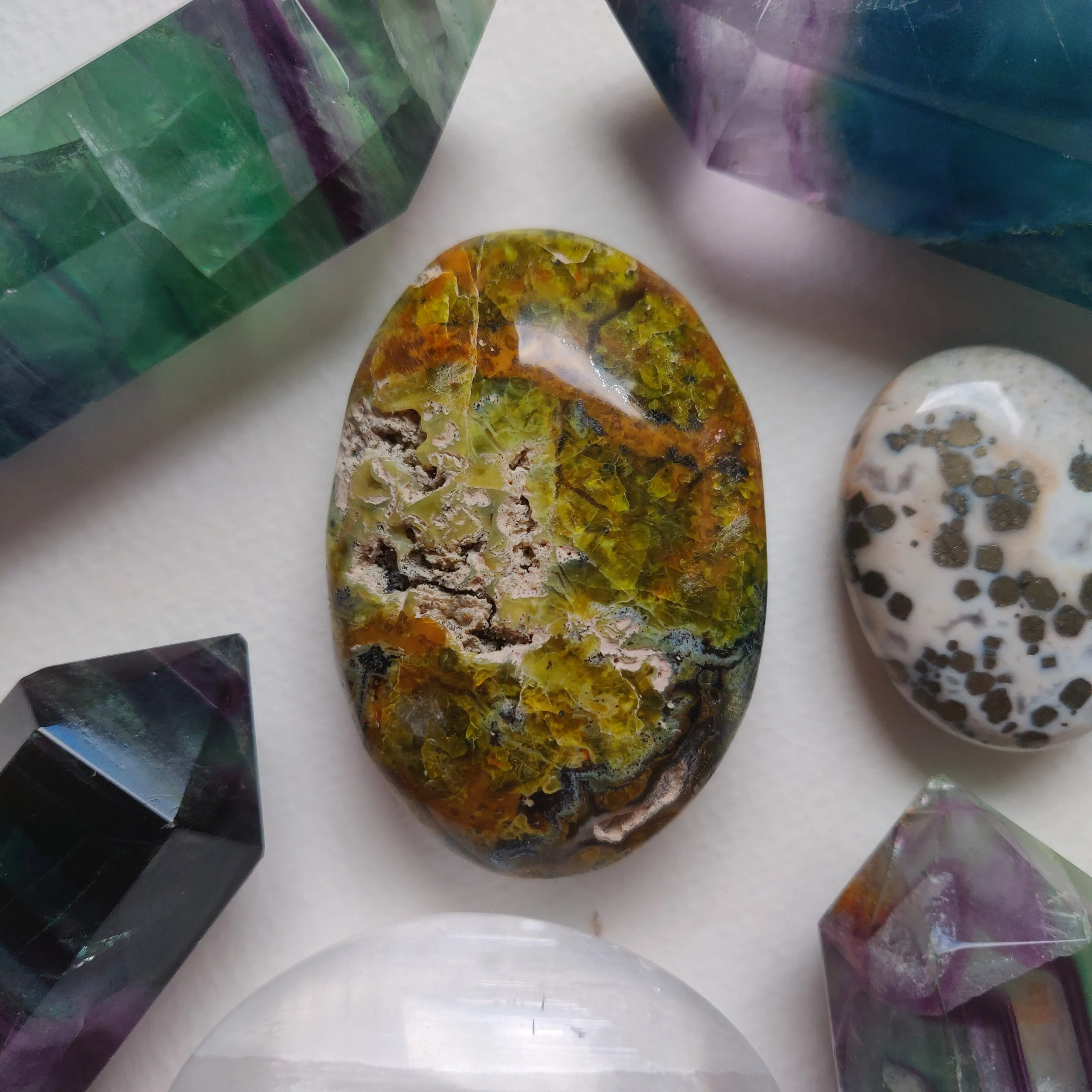 Matrix Green Opal Palm Stone (#3)