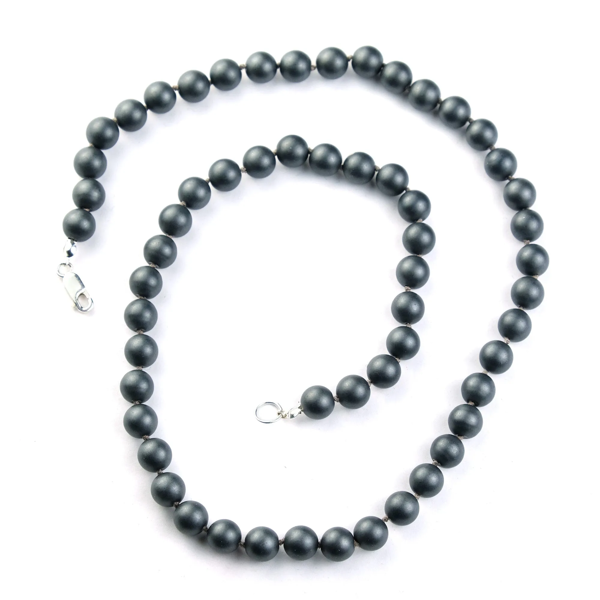 Matte Hematite Necklace with Sterling Silver Lobster Claw Clasp