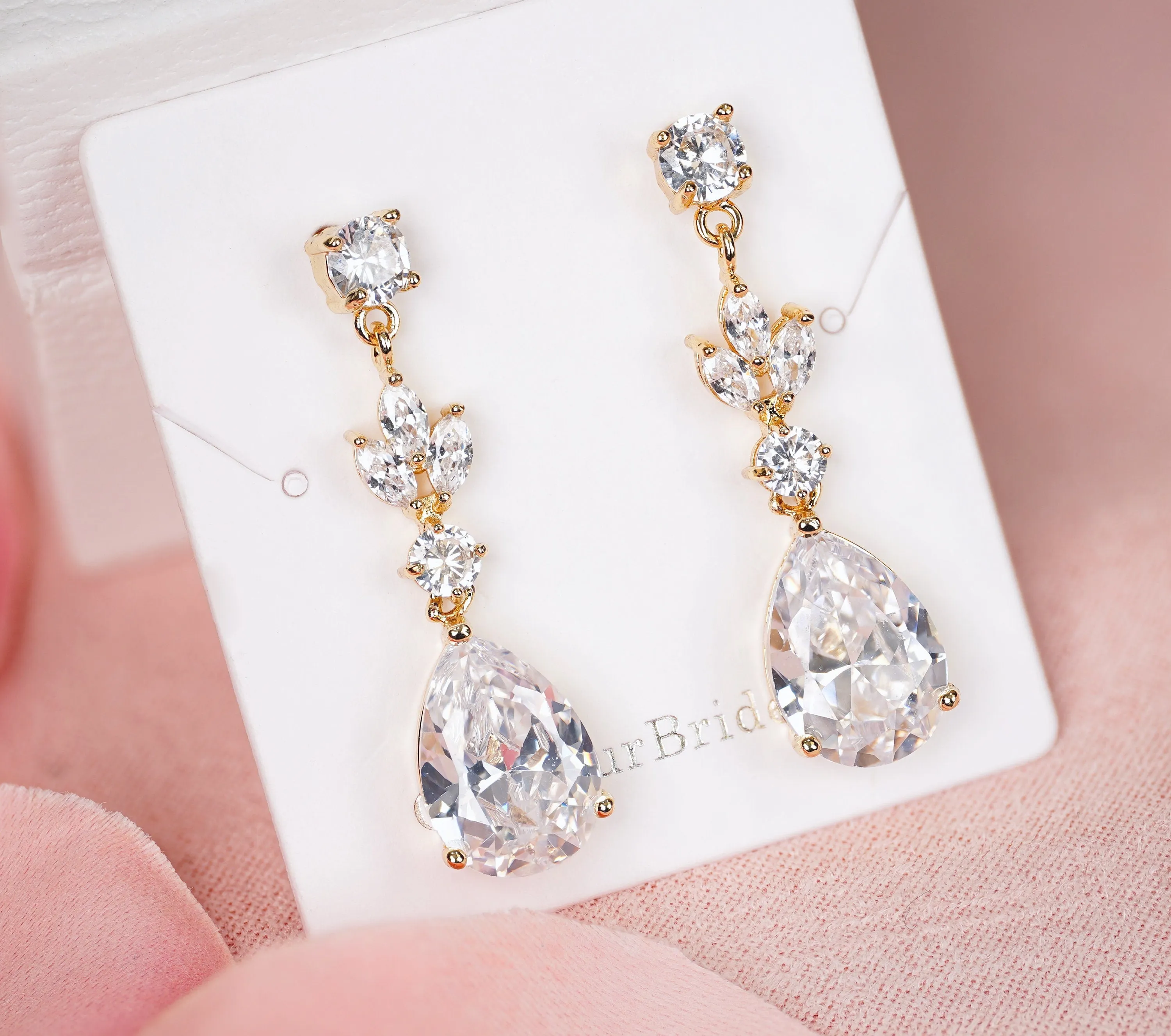 Megan -  Bridal Crystal Teardrop Earrings