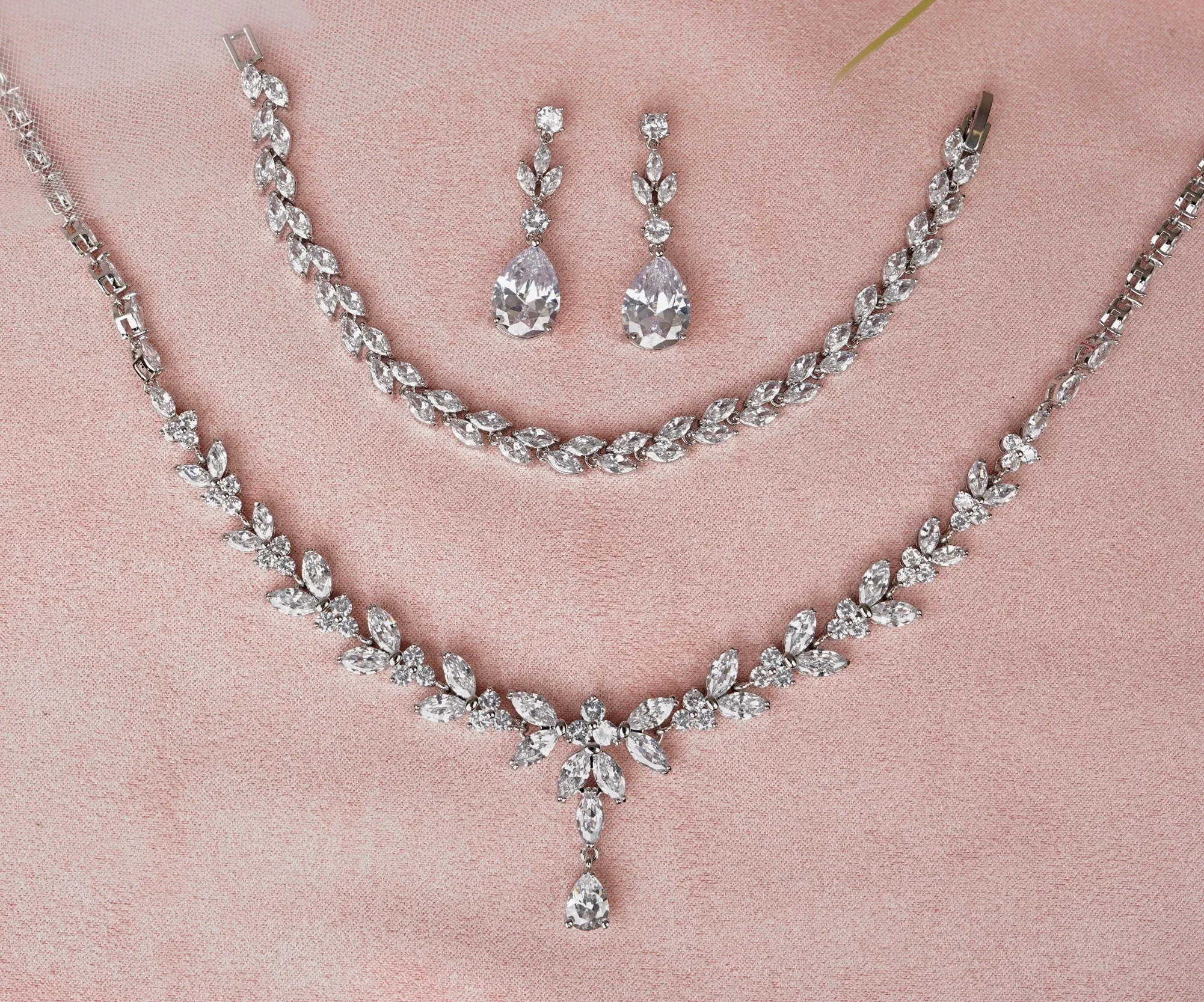 Megan -  Bridal Crystal Teardrop Earrings