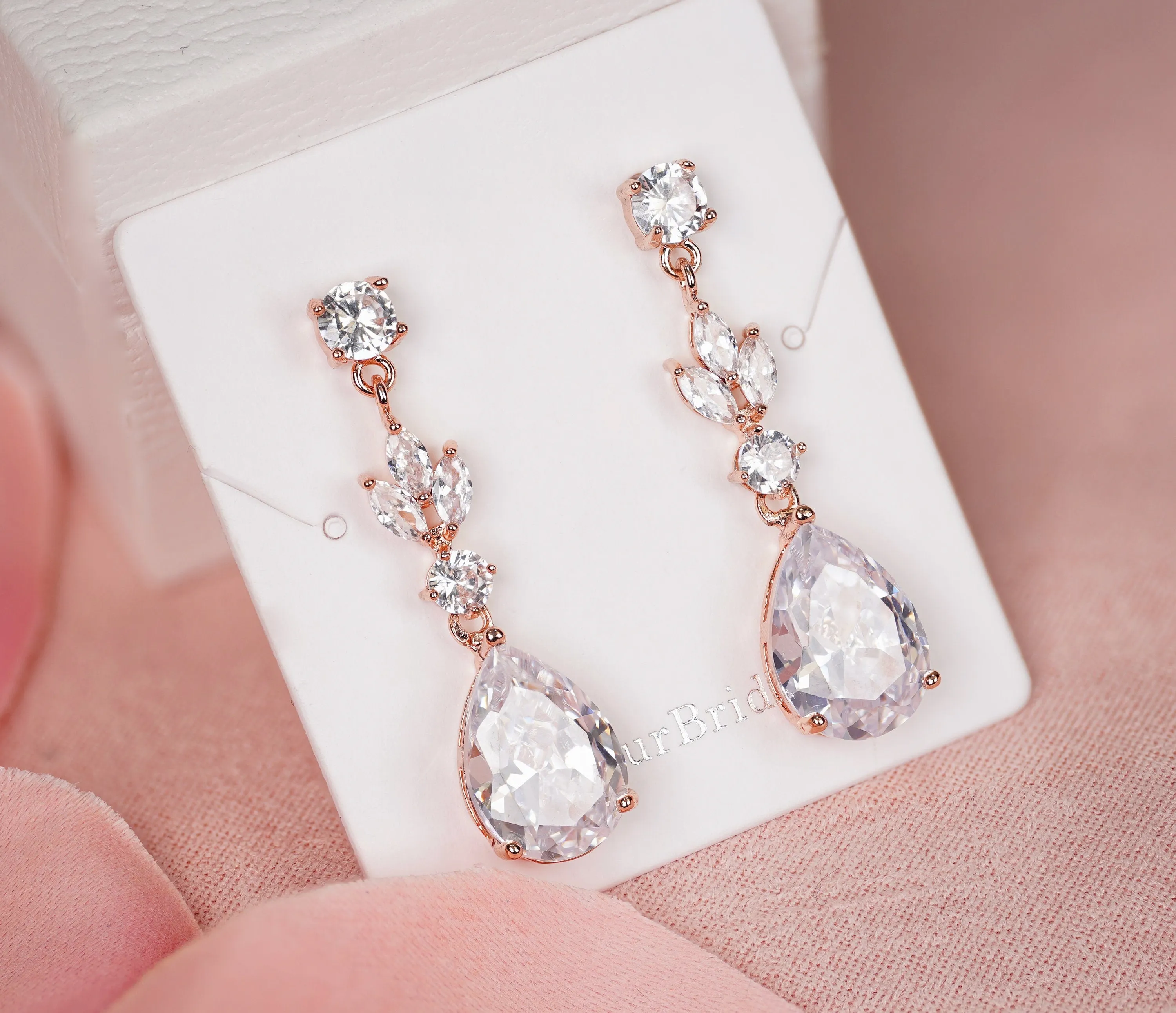 Megan -  Bridal Crystal Teardrop Earrings