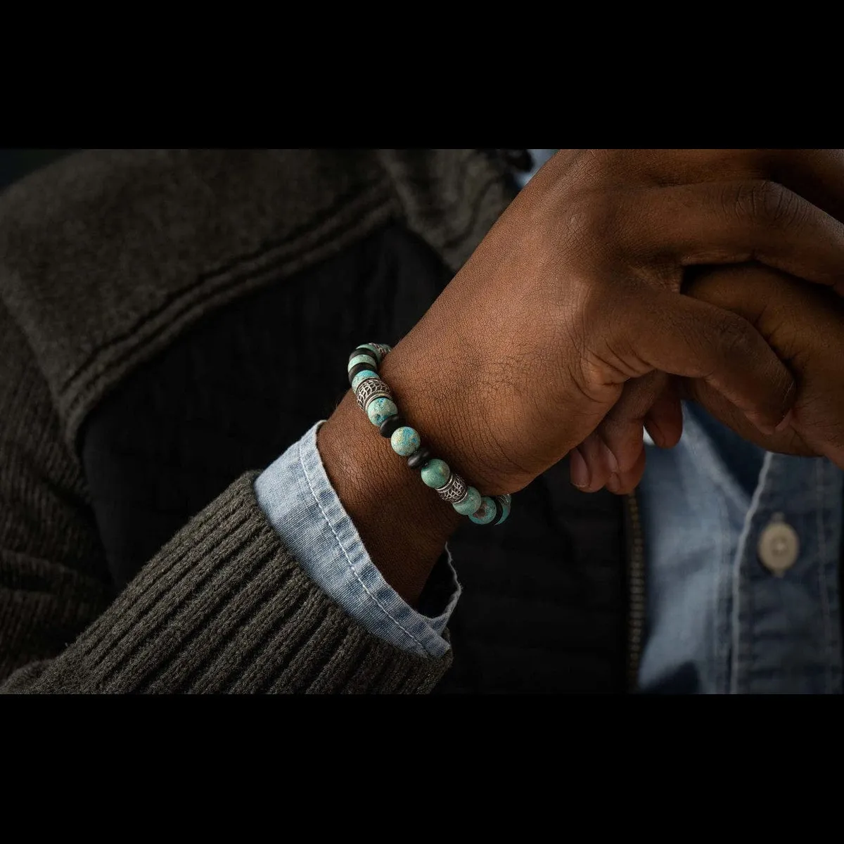 Men's Newport Blue Agate Bracelet - BB49 BLA