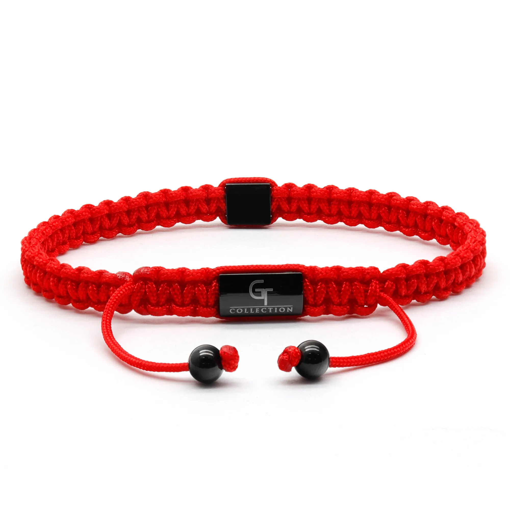 Men's Red Bracelet - Black Pyramid with Zircon