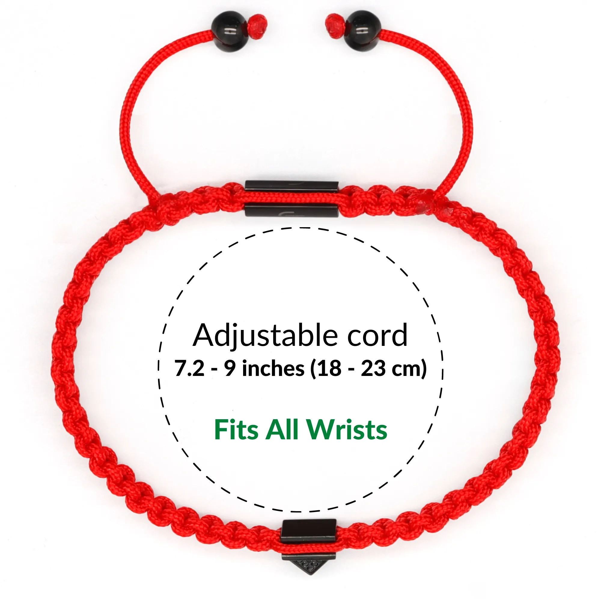 Men's Red Bracelet - Black Pyramid with Zircon