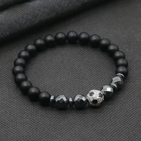 Micro Inlaid 8mm Zircon Diamond Ball Crown Braided Bracelet