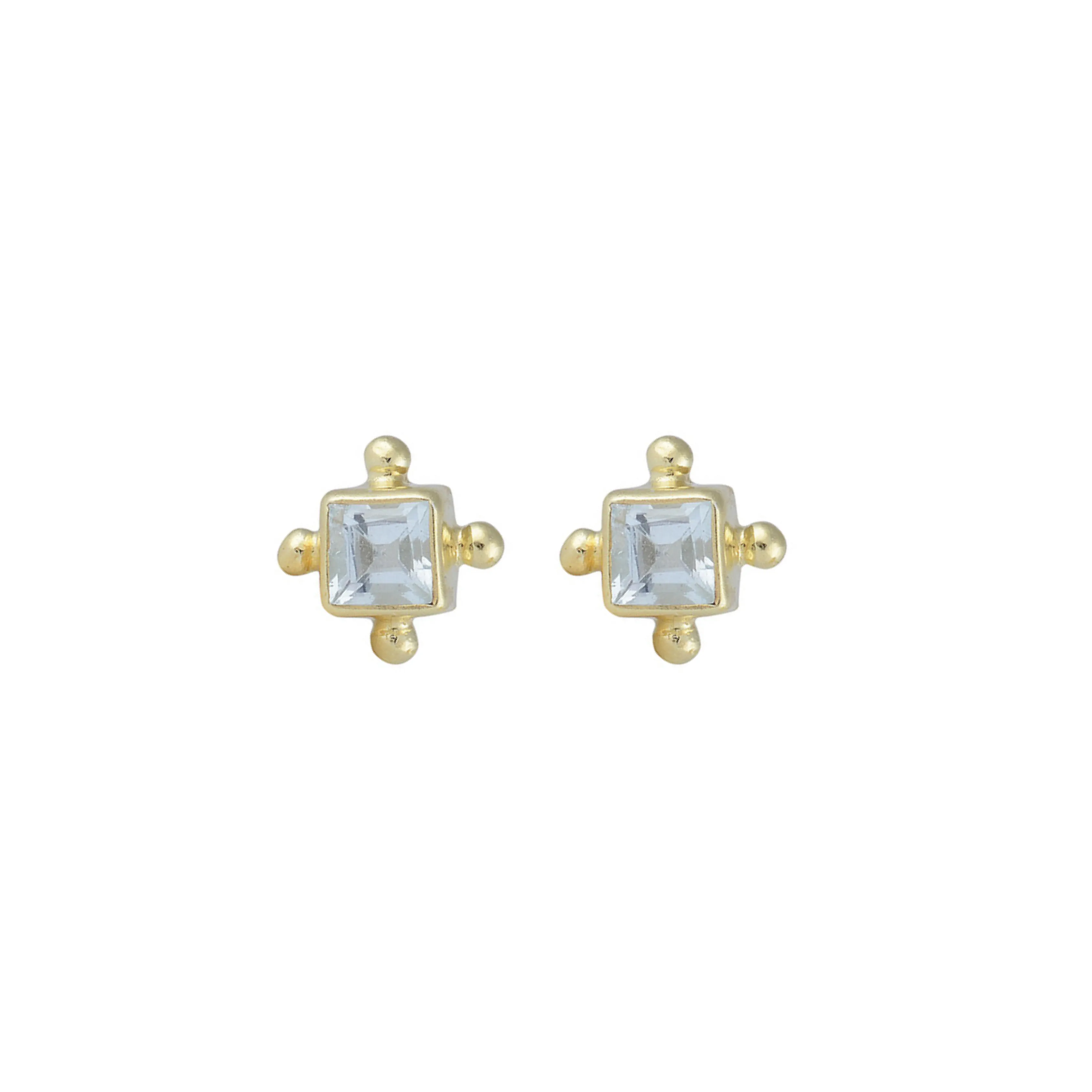 Mini Gia 14K Gold Vermeil Blue Topaz Studs