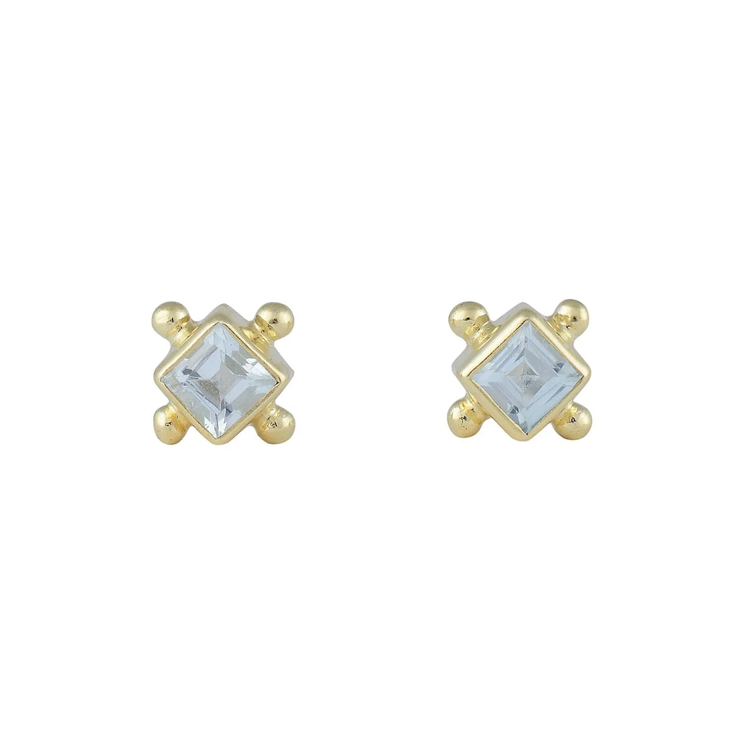 Mini Gia 14K Gold Vermeil Blue Topaz Studs