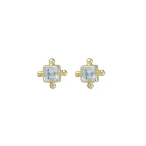 Mini Gia 14K Gold Vermeil Blue Topaz Studs
