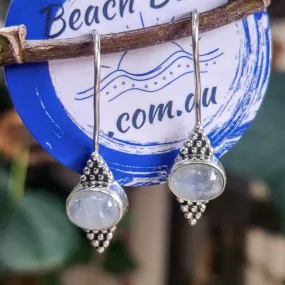MOONSTONE BUBBLES - MOONSTONE 925 SILVER HOOK EARRINGS