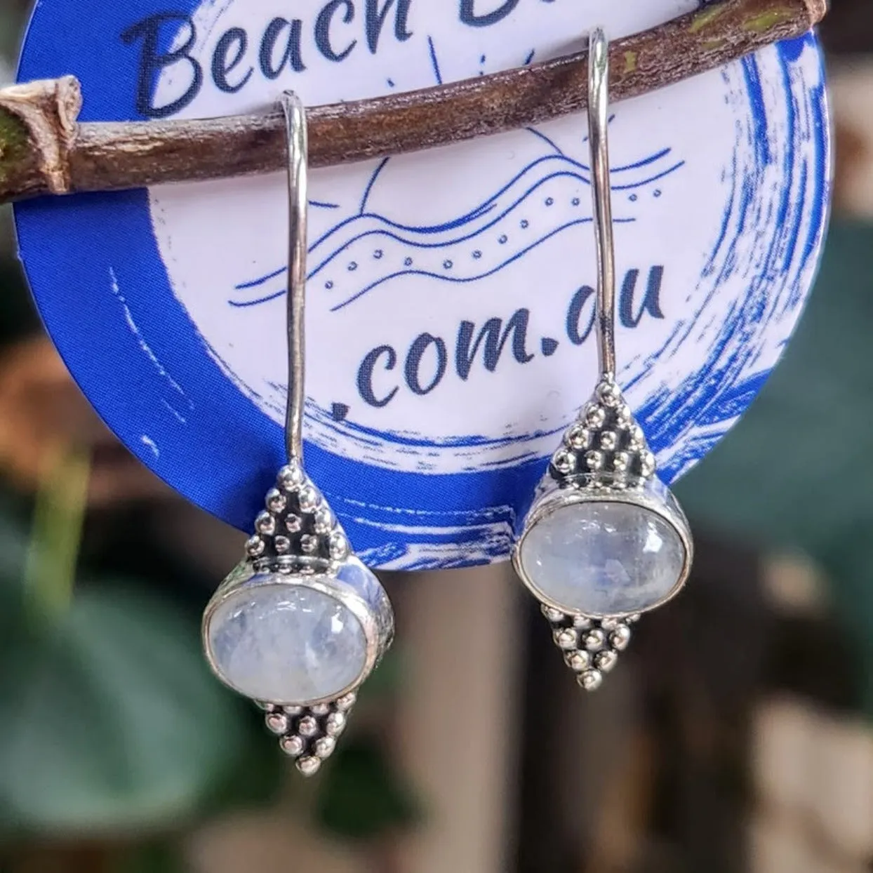 MOONSTONE BUBBLES - MOONSTONE 925 SILVER HOOK EARRINGS