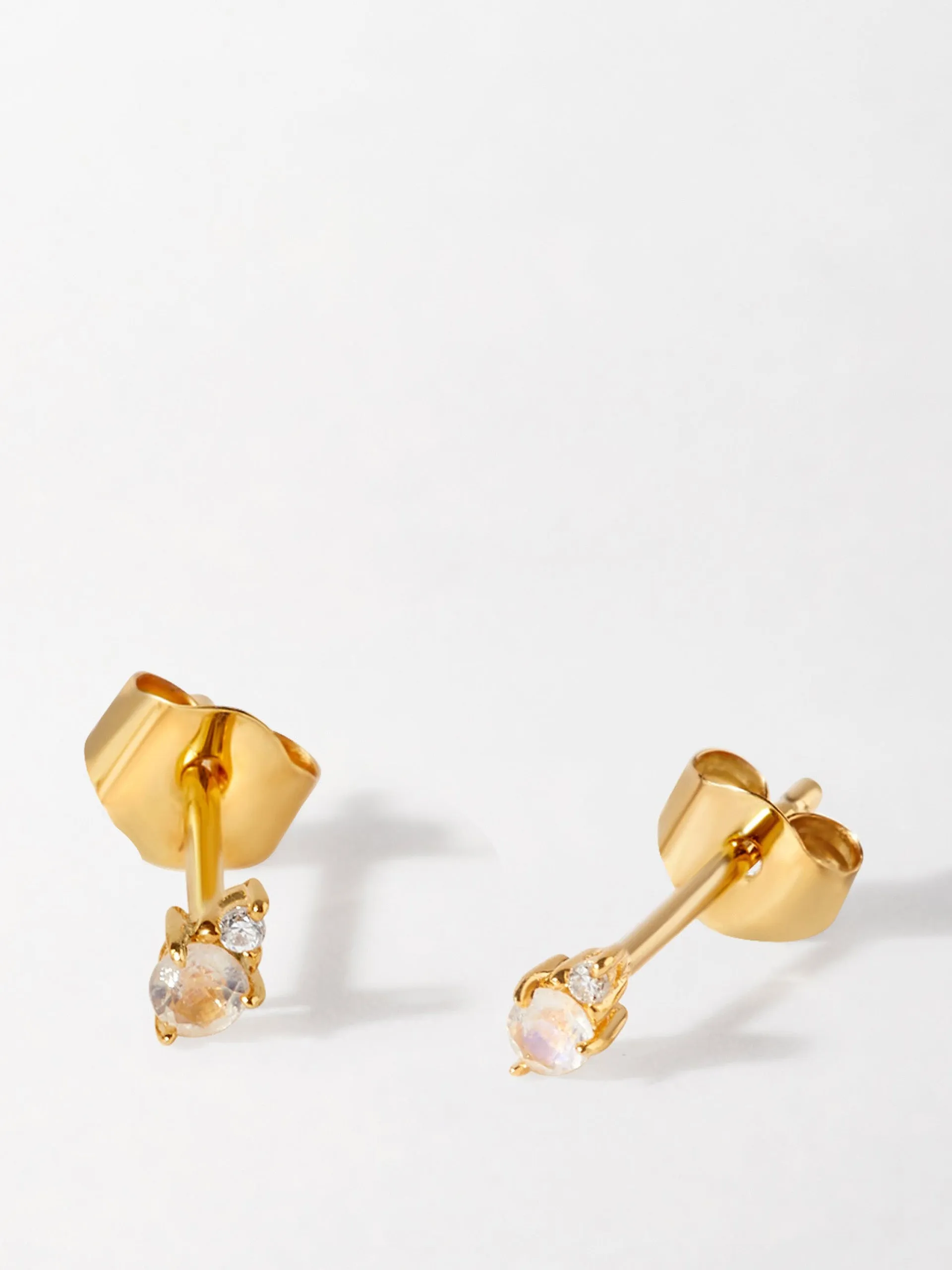 Moonstone diamond stud earrings