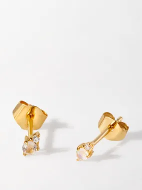 Moonstone diamond stud earrings