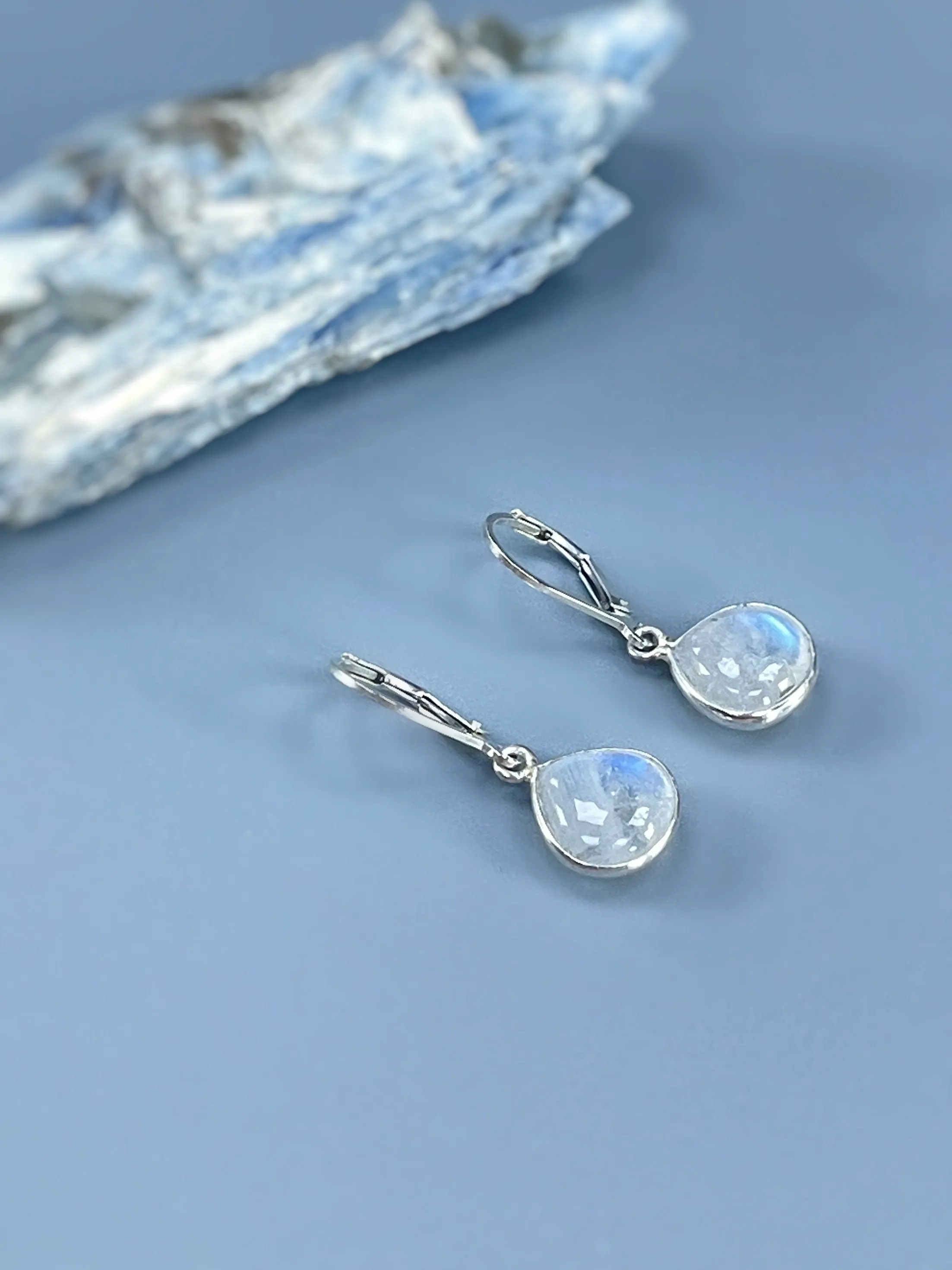 Moonstone Earrings Dangle Sterling Silver Minimalist Jewelry