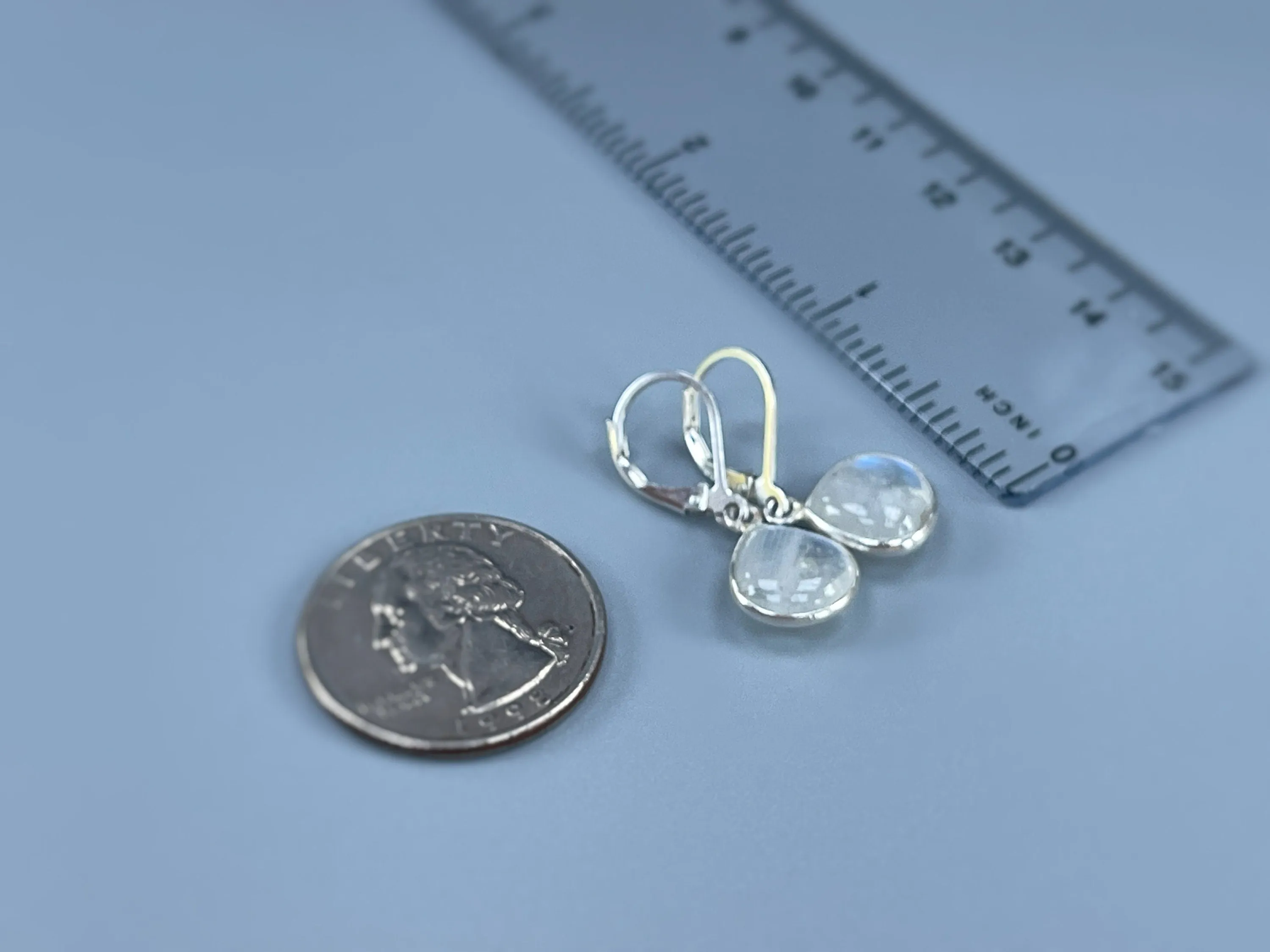 Moonstone Earrings Dangle Sterling Silver Minimalist Jewelry