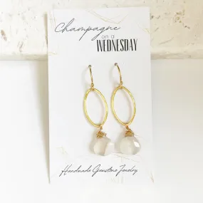 Moonstone Marquis Earring in Silver or Gold