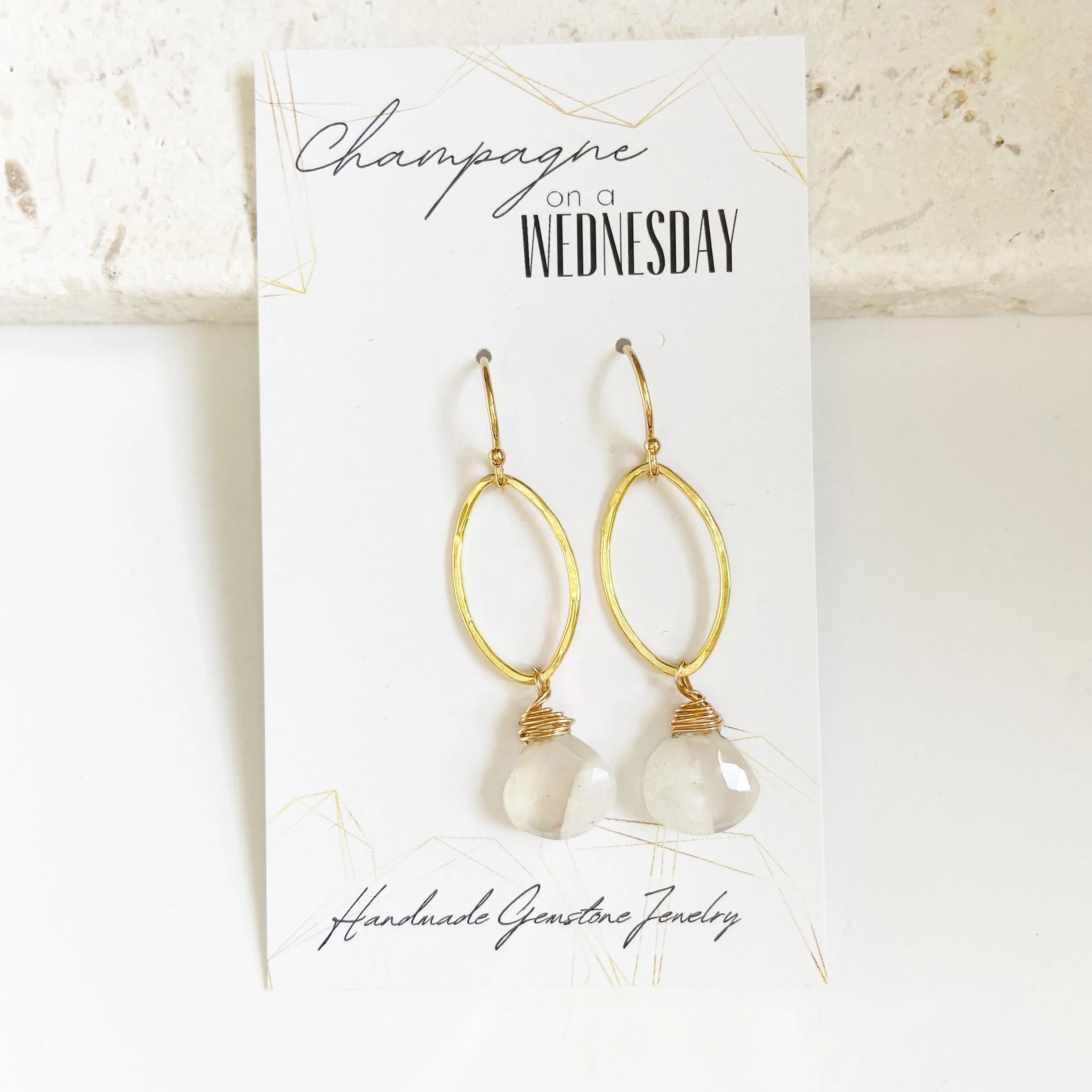 Moonstone Marquis Earring in Silver or Gold