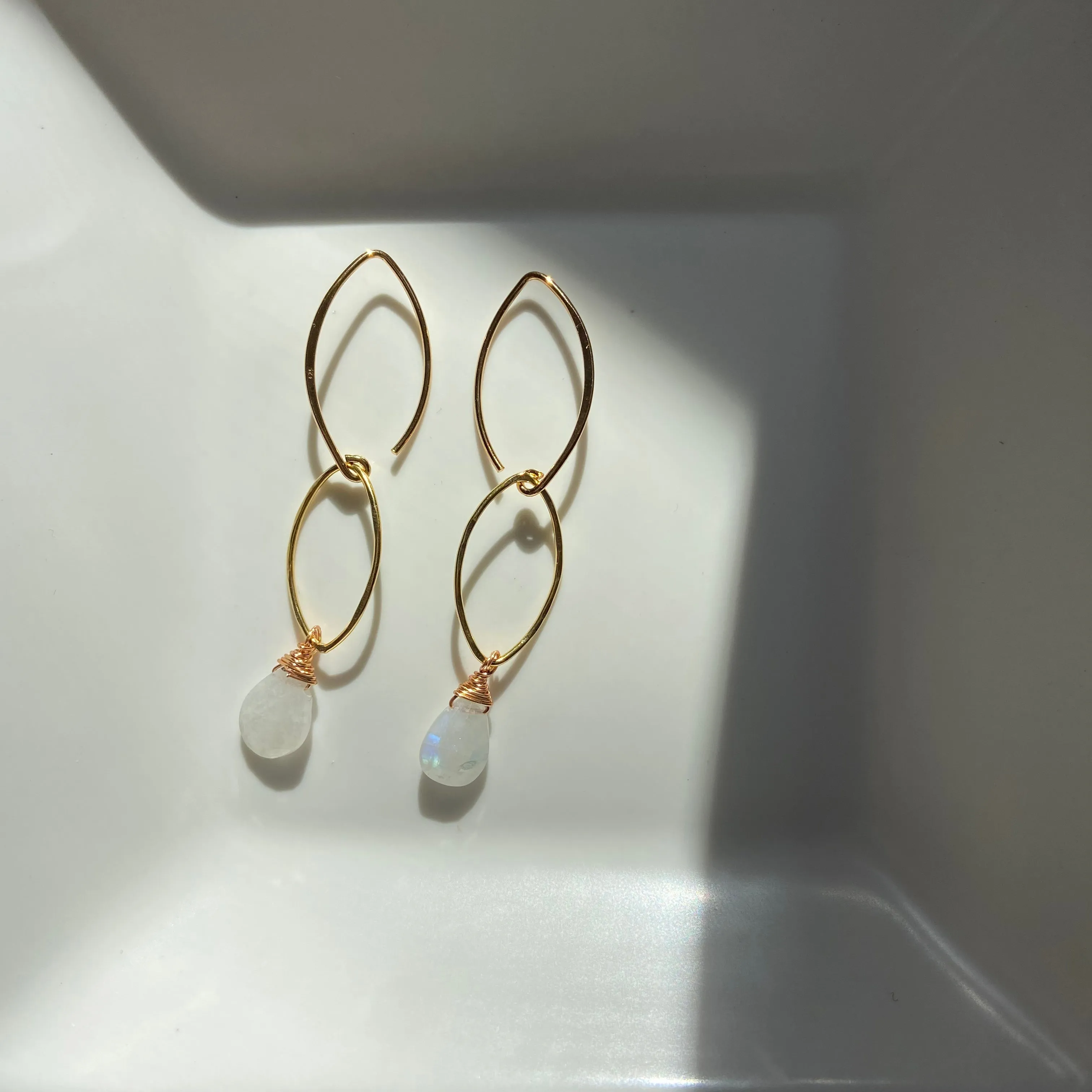 Moonstone Marquis Earring in Silver or Gold