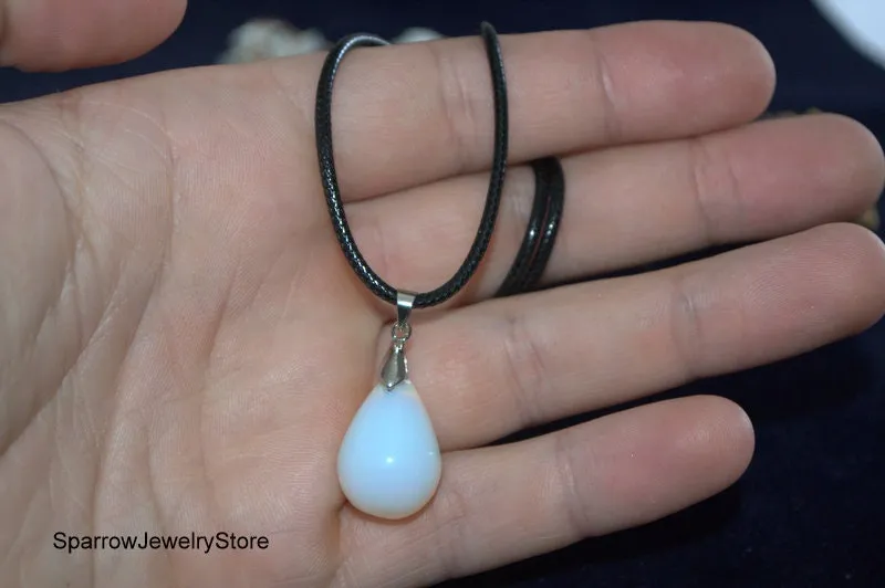 Moonstone teardrop pendant necklace Blue Pear teardrop Rainbow opal pendant jewelry Bridal crystal necklace Personalized gifts for her mom
