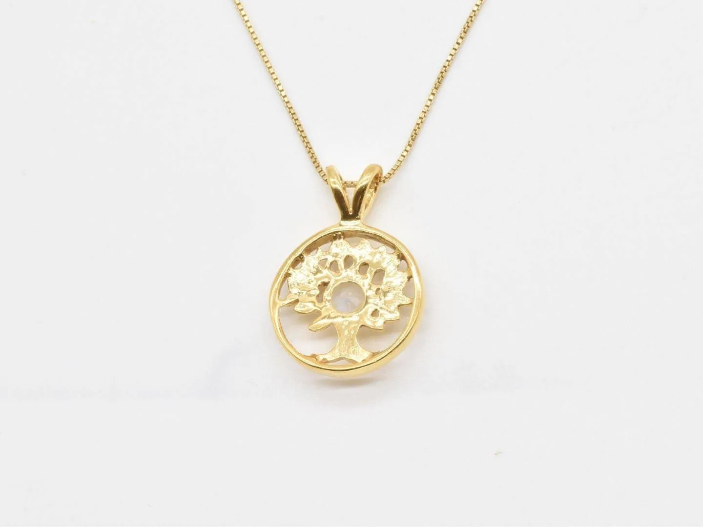 Moonstone Tree Pendant - Gold Tree Pendant - Minimalist Tree Necklace