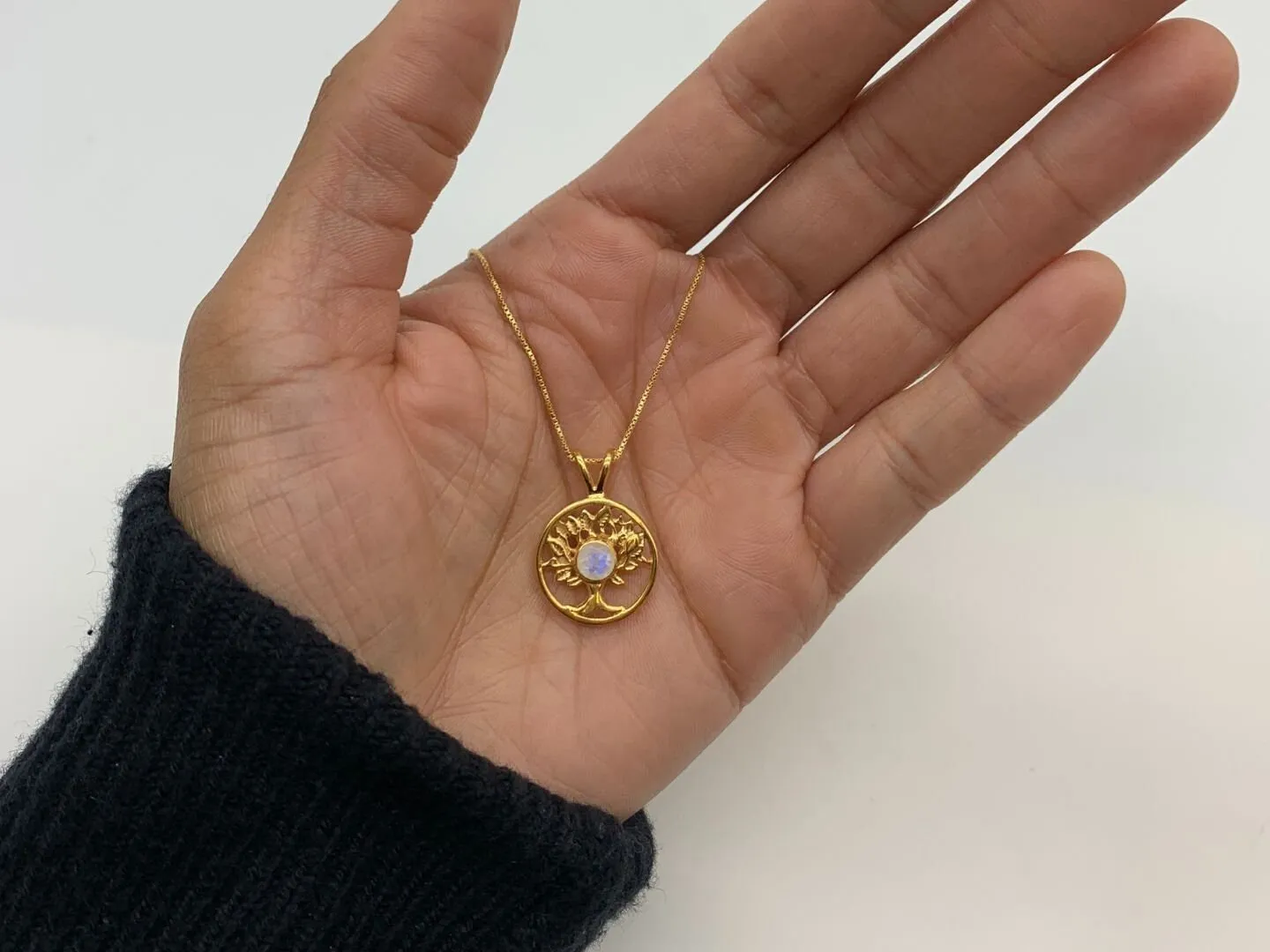 Moonstone Tree Pendant - Gold Tree Pendant - Minimalist Tree Necklace