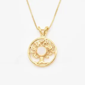 Moonstone Tree Pendant - Gold Tree Pendant - Minimalist Tree Necklace