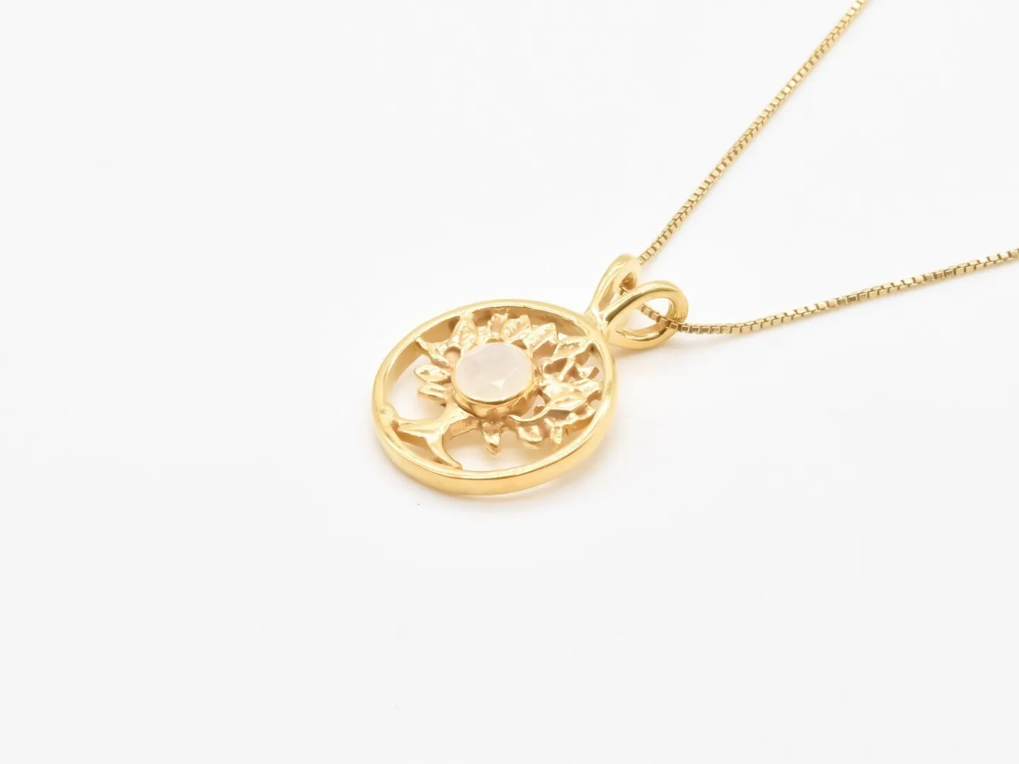 Moonstone Tree Pendant - Gold Tree Pendant - Minimalist Tree Necklace