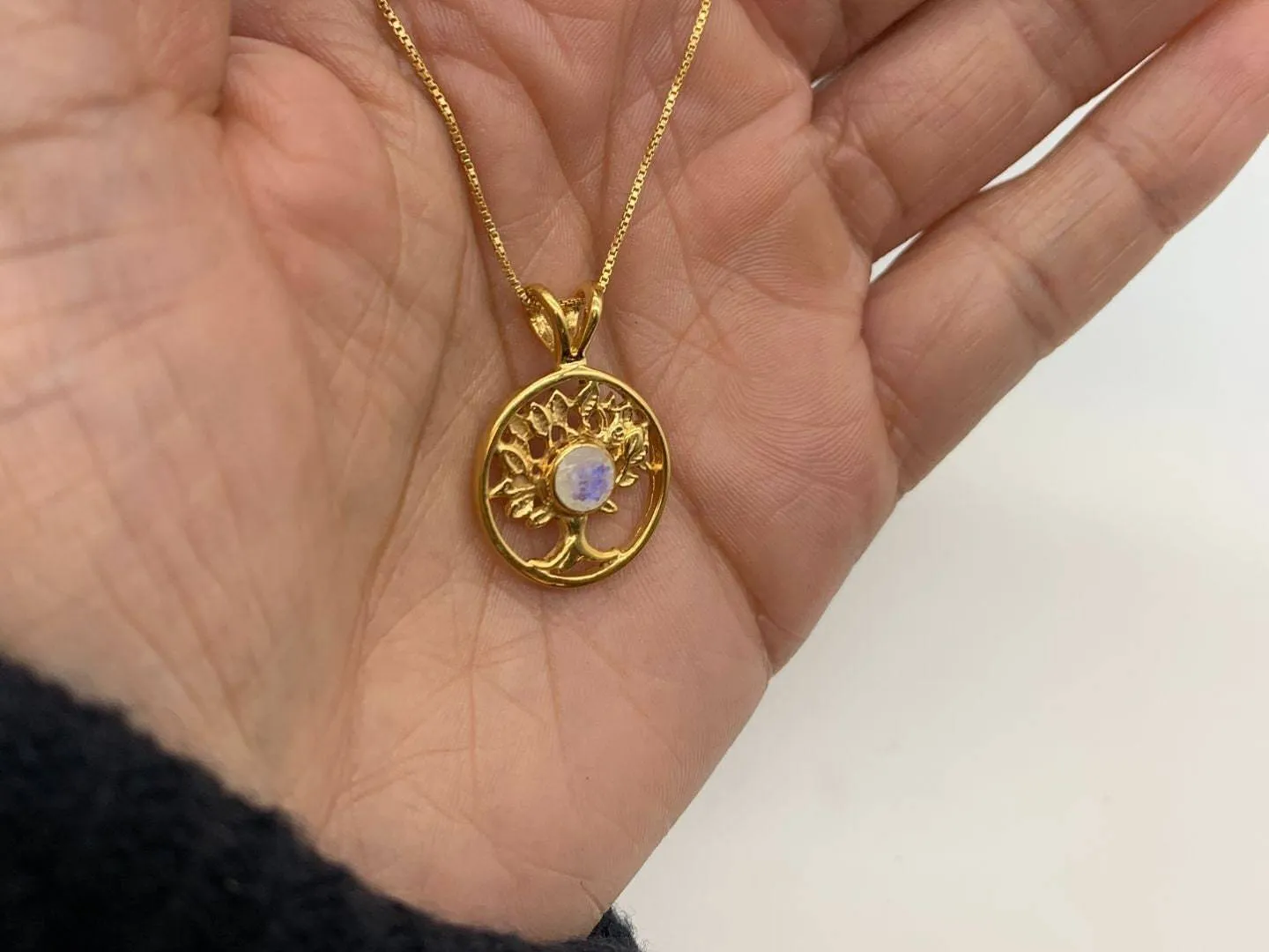 Moonstone Tree Pendant - Gold Tree Pendant - Minimalist Tree Necklace