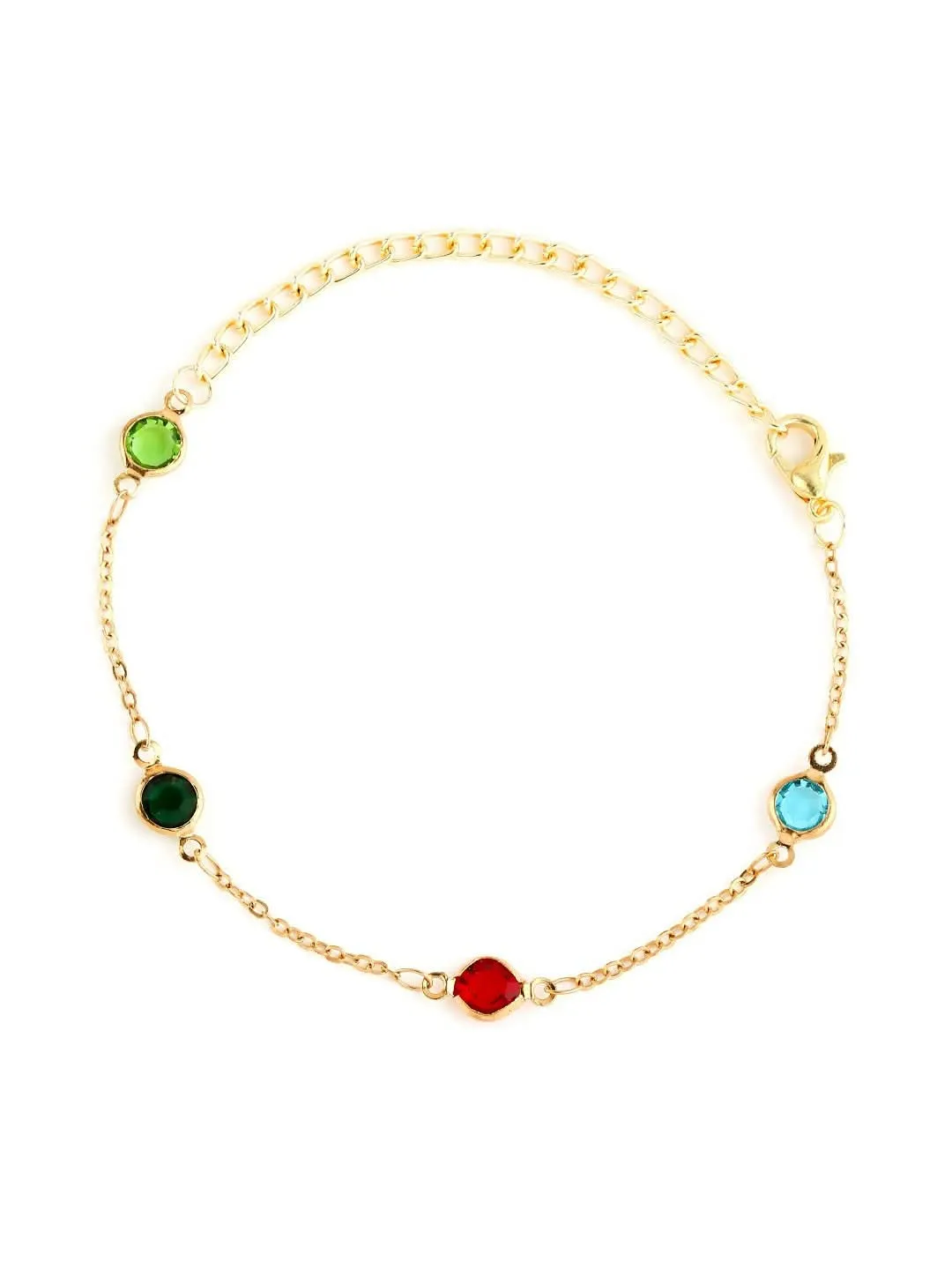 Multicolor Zircon Gold Anklet Bracelet for Girls