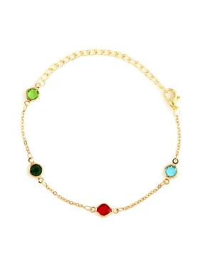Multicolor Zircon Gold Anklet Bracelet for Girls