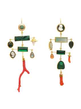 Multilayer balance coral drop earrings