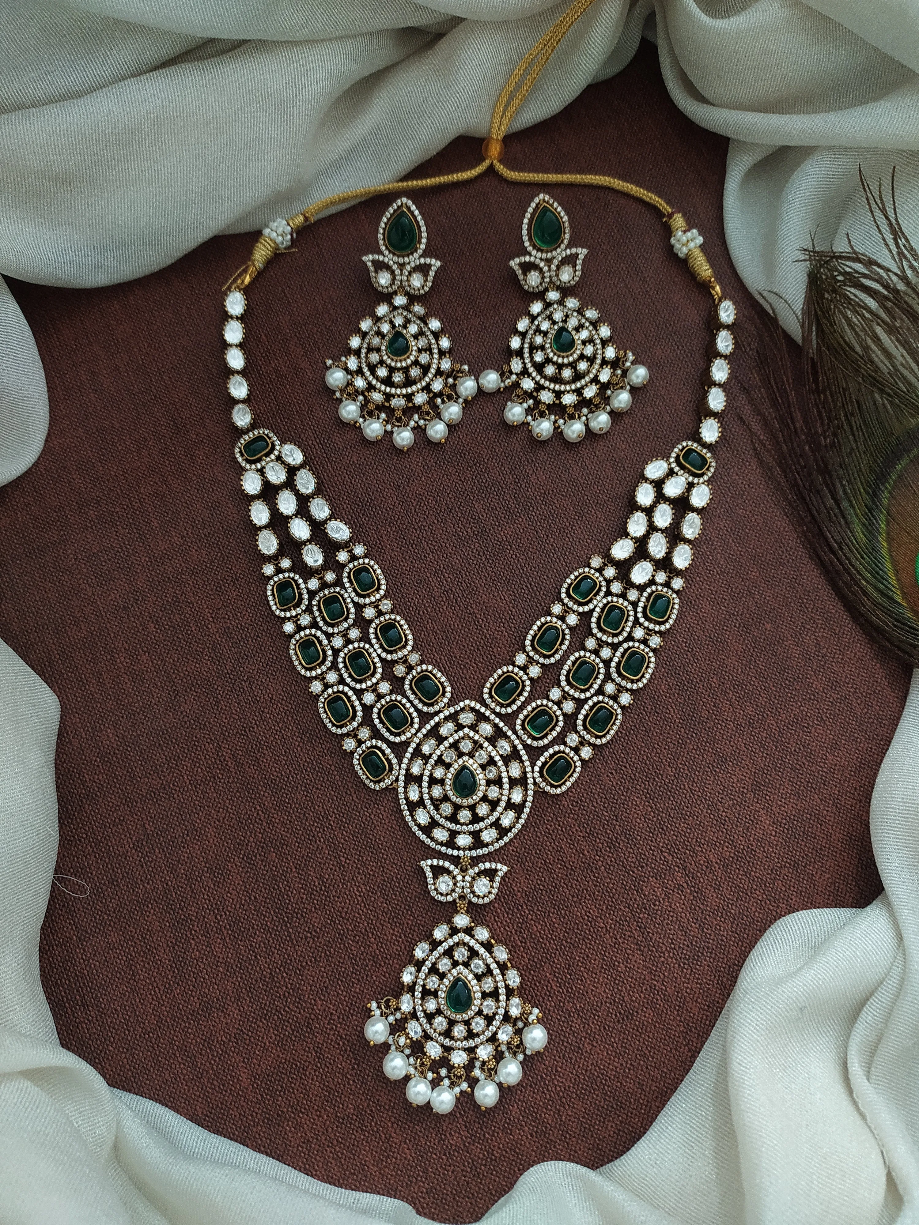 Multilayer Design Tilak Shaped Victorian Necklace Set