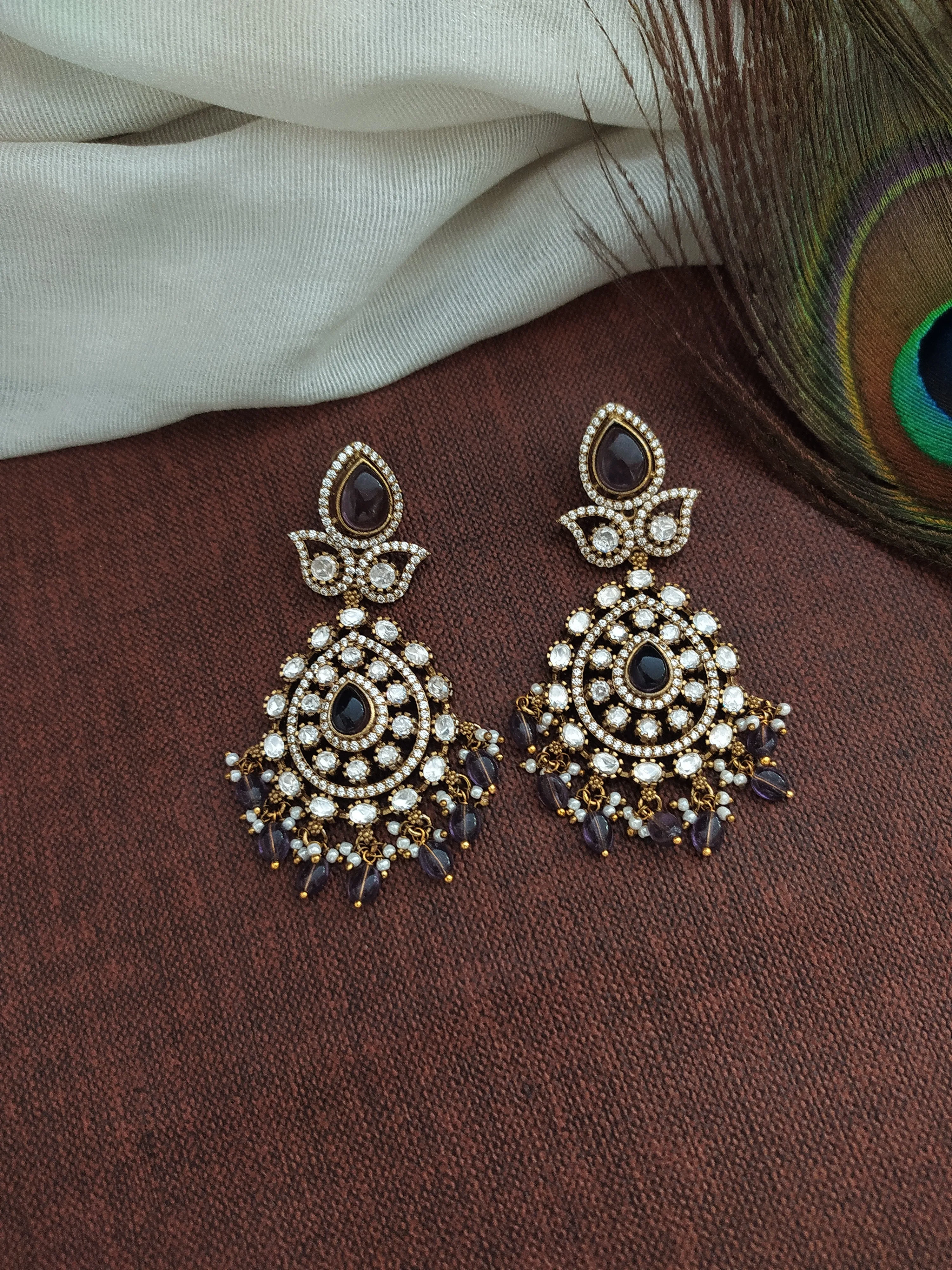 Multilayer Design Tilak Shaped Victorian Necklace Set
