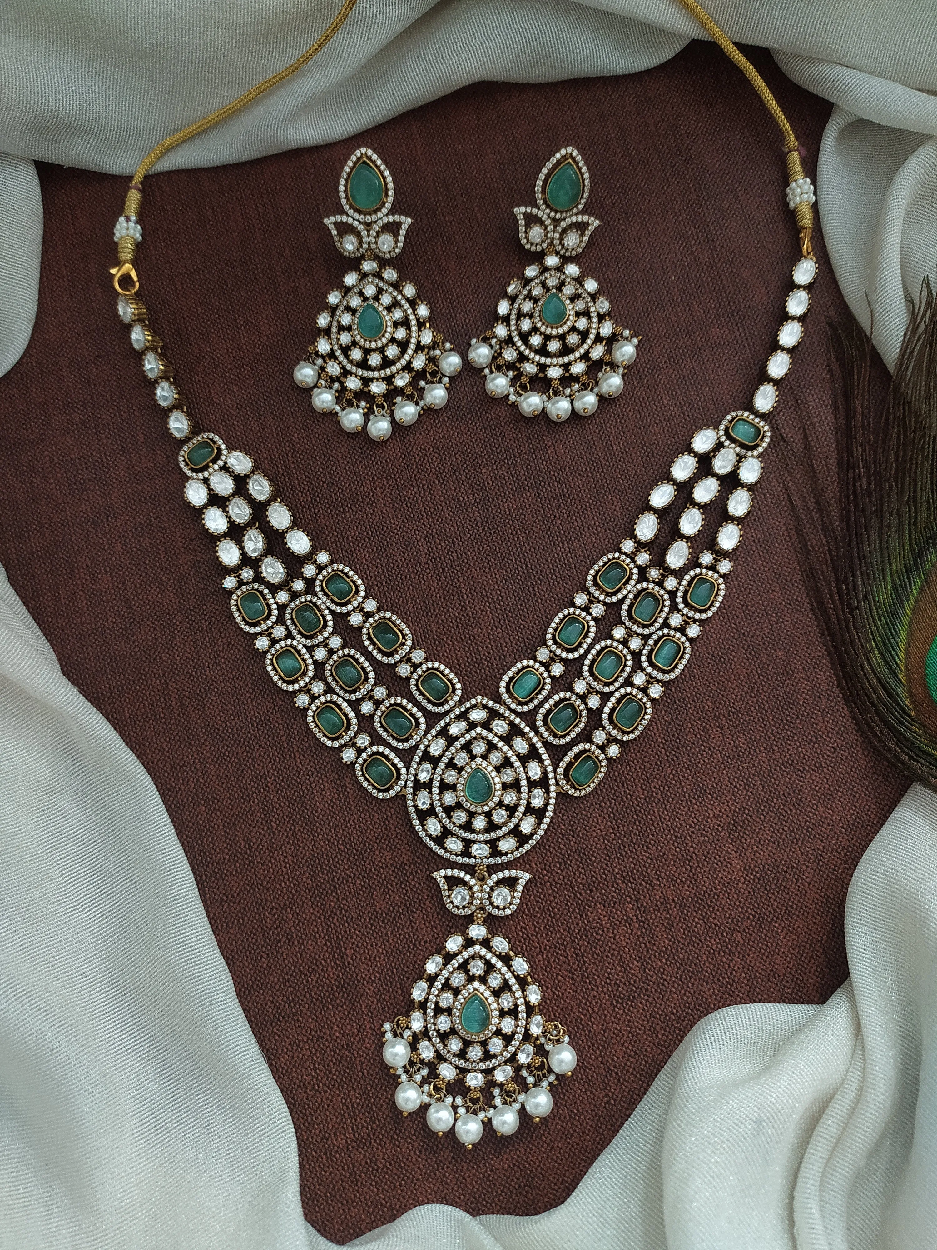 Multilayer Design Tilak Shaped Victorian Necklace Set