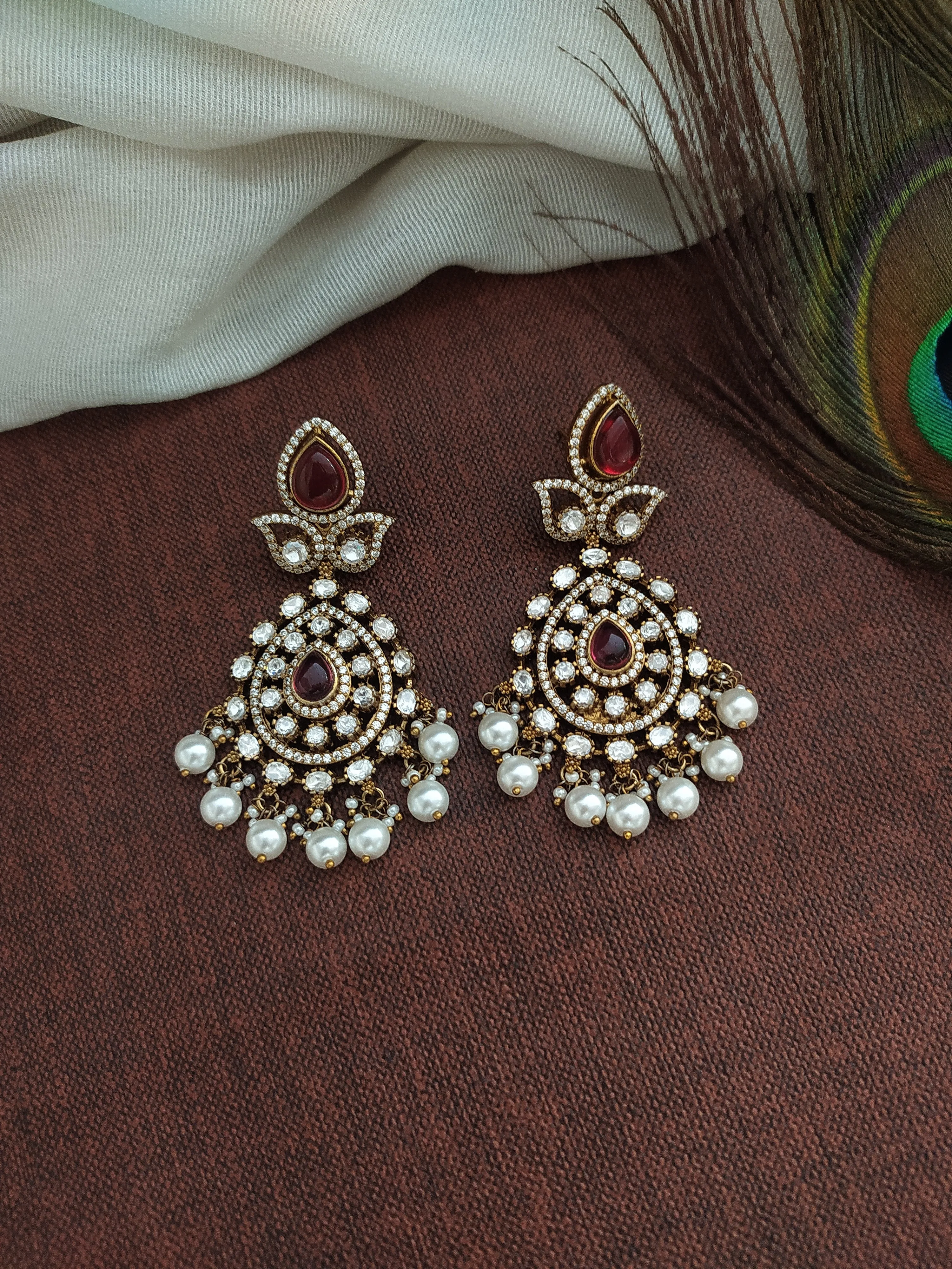 Multilayer Design Tilak Shaped Victorian Necklace Set