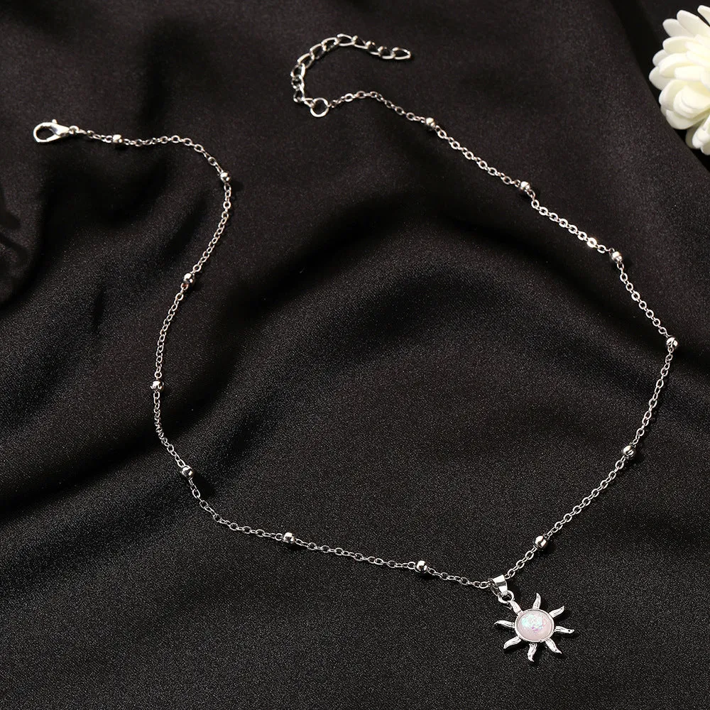 N2411 - Korean Opal Sun Necklace