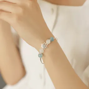 Natural Aquamarine & White Moonstone Sea Star Crystal Bracelet