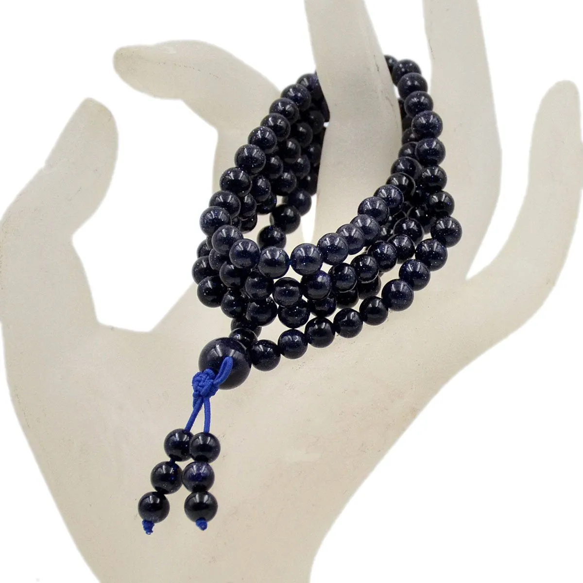 Natural Gemstones Buddhist 108 Prayer Healing Mala Beads Stretchy Bracelet/Necklace 6mm