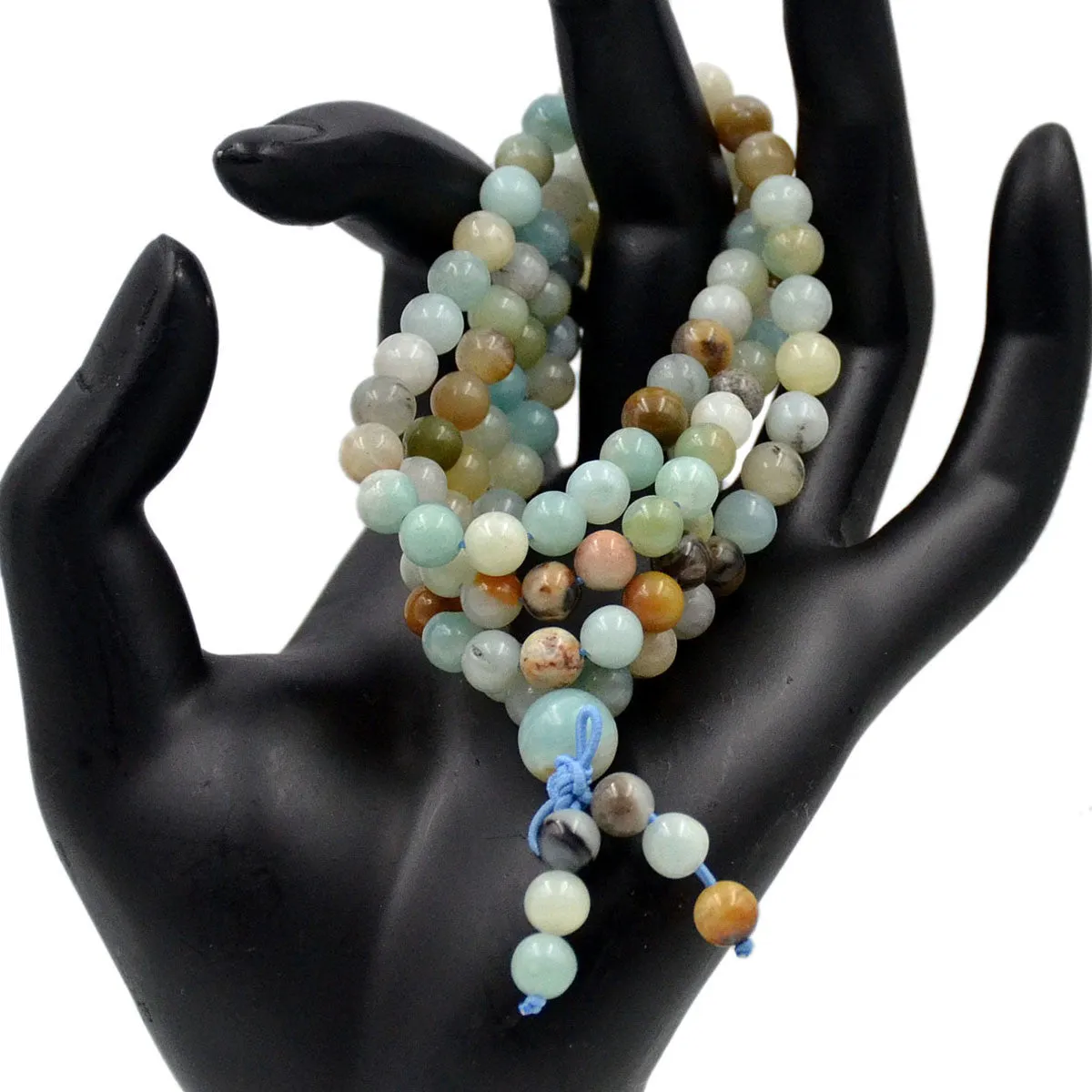 Natural Gemstones Buddhist 108 Prayer Healing Mala Beads Stretchy Bracelet/Necklace 6mm