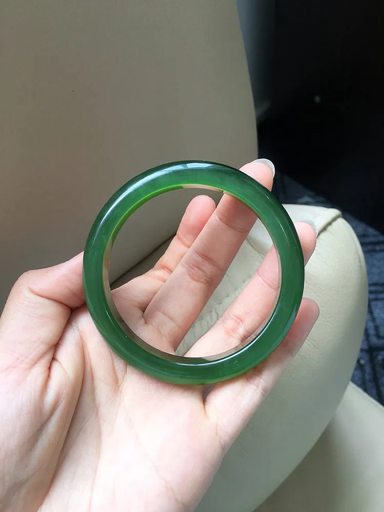 Natural Jade Bangle Nephrite Bangle Internal Diameter 56.2mm NBE025