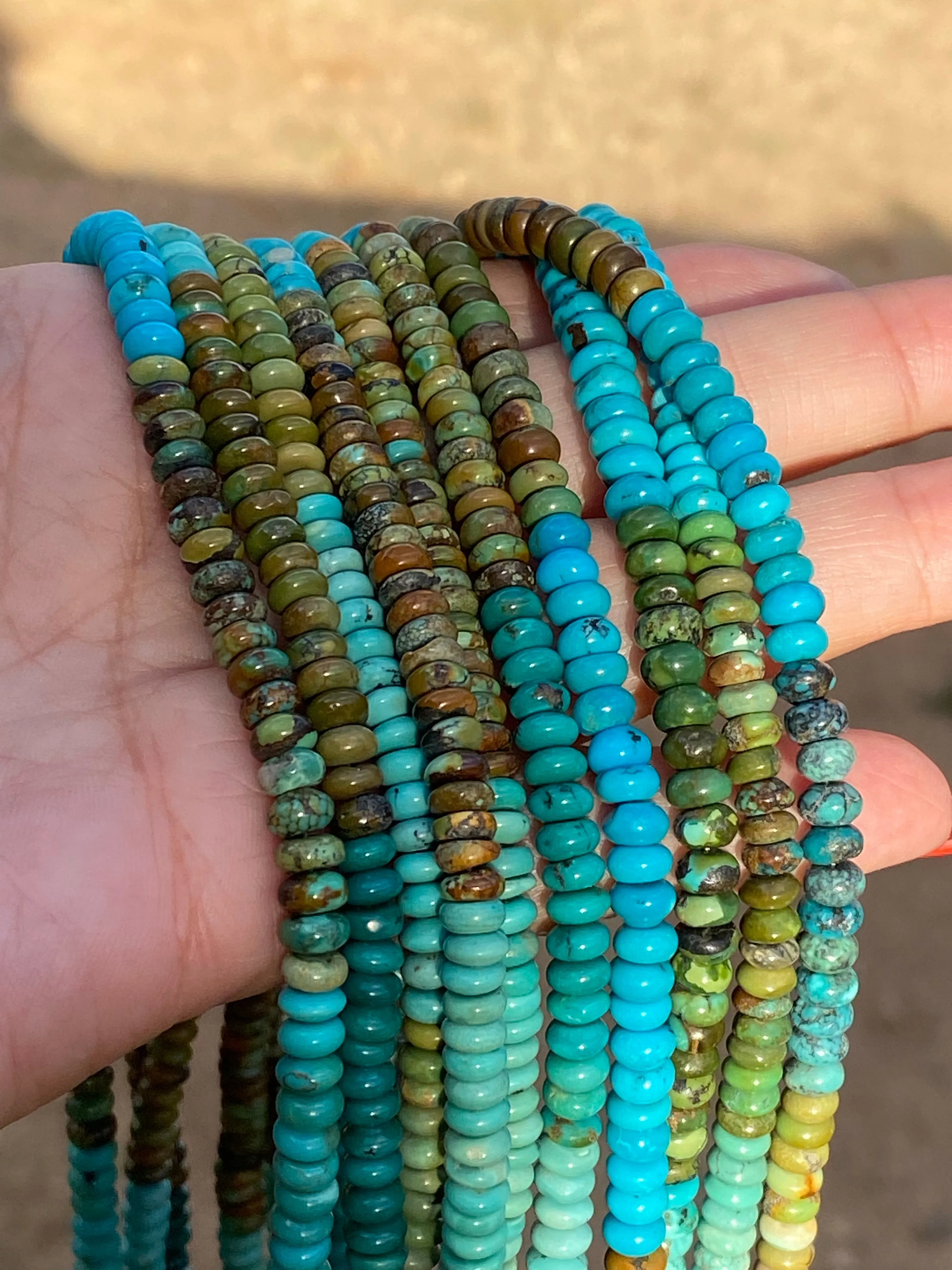 Navajo Natural Royston & Kingman Turquoise beaded Necklace