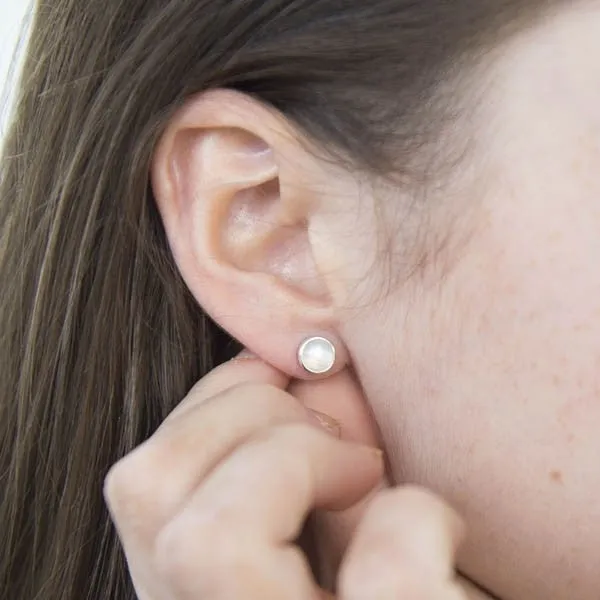 Nebula Moonstone 6mm Stud Earrings