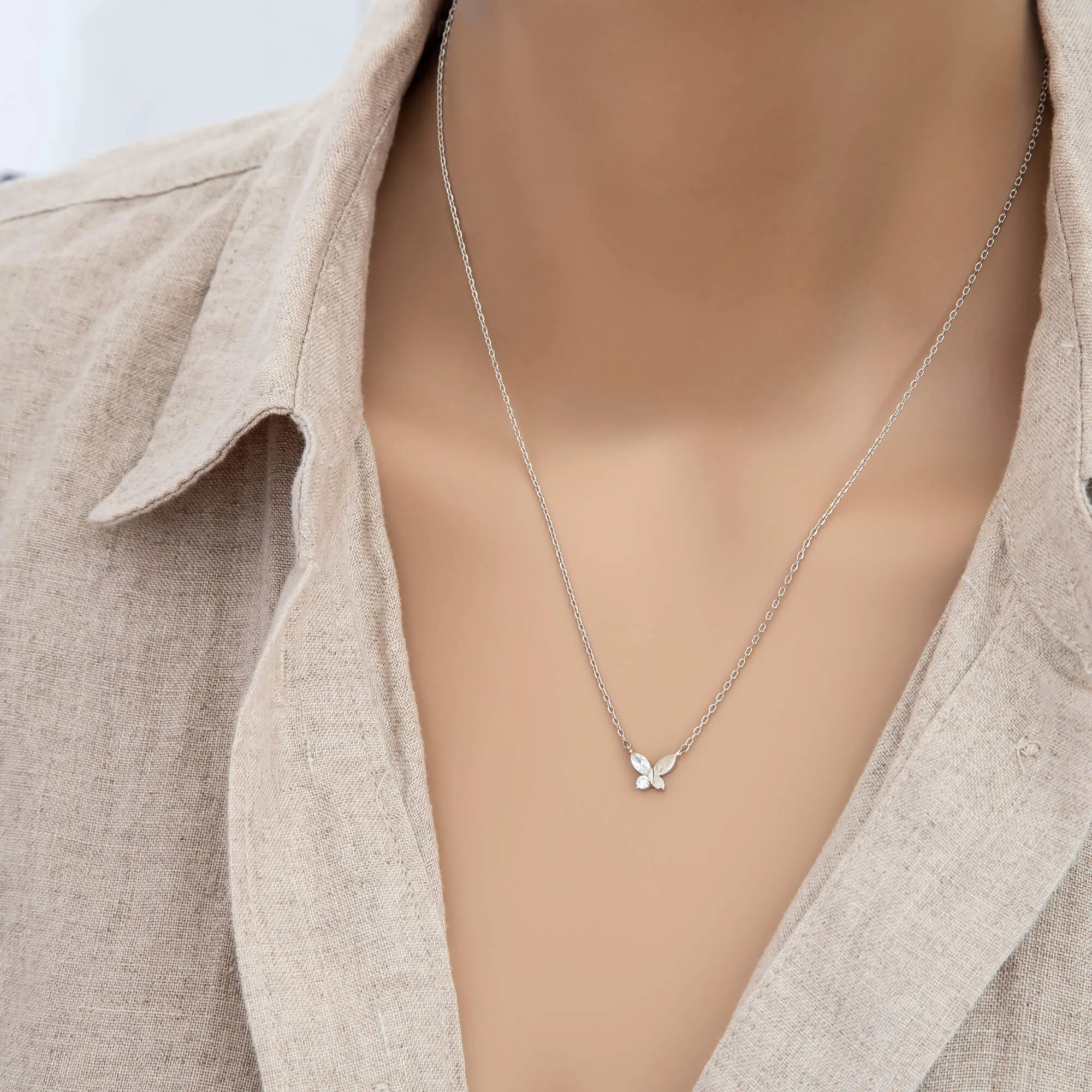 Necklace Diamante Half Butterfly
